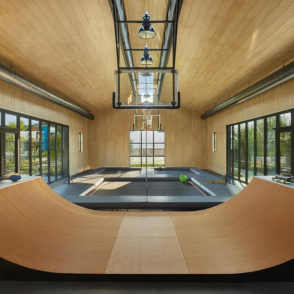 Custom Trampoline room with a in ground trampoline